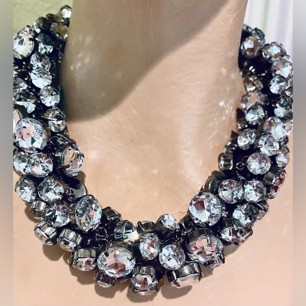 Fab Chunky Statement Necklace Large Rhinestones N… - image 3